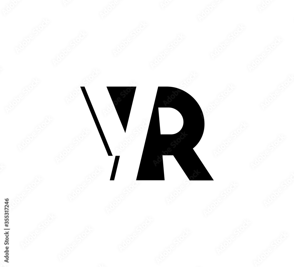 Initial letters Logo black positive/negative space YR Initial letters Logo black positive/negative space YR