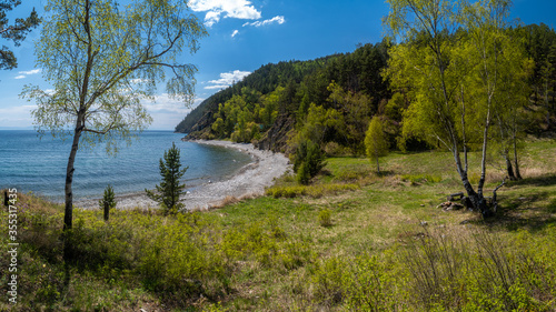 Beautiful meadow on the shore of Lake Baikal © tilpich