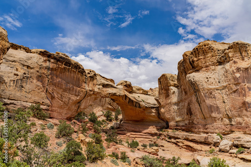 Sunny view of the Hickman Bridge of Capitol Reef National Park