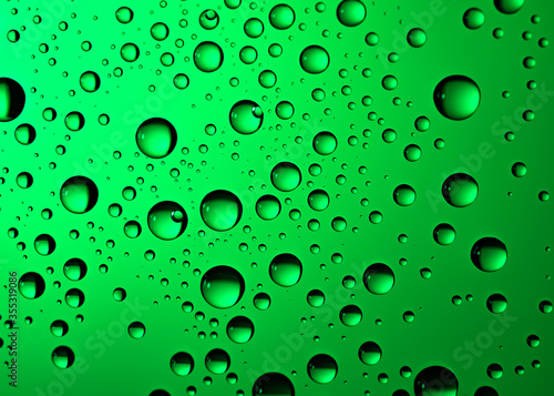 water drops on a green background