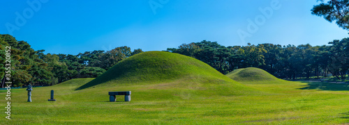 Silla Oreung royal tombs at Gyeongju, Republic of Korea photo