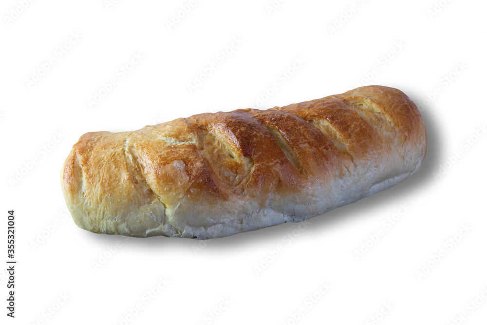 handmade homemade bread. Isolated on white background.