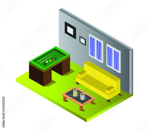isometric billiard room