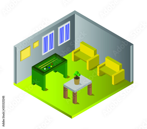 isometric billiard room