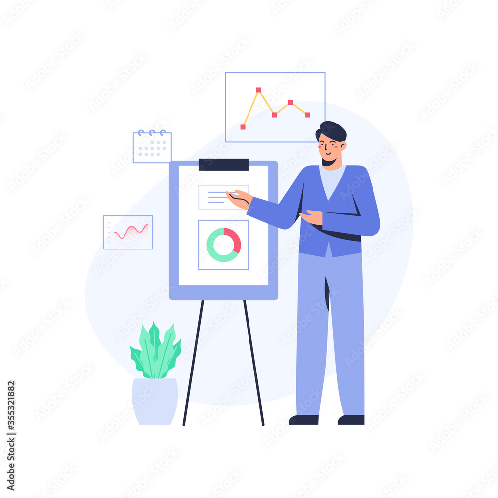 Business Man Doing Presentation At Office Business Man Doing Presentation At Office