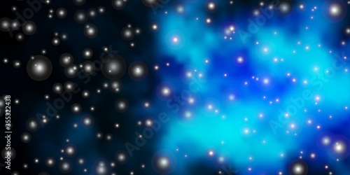 Wallpaper Mural Dark BLUE vector template with neon stars. Blur decorative design in simple style with stars. Design for your business promotion. Torontodigital.ca