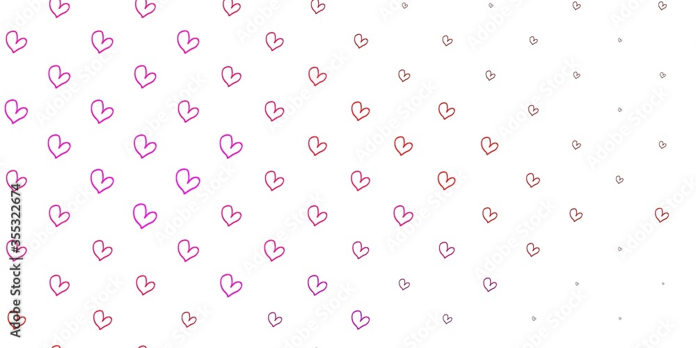 Light Purple, Pink vector template with doodle hearts.