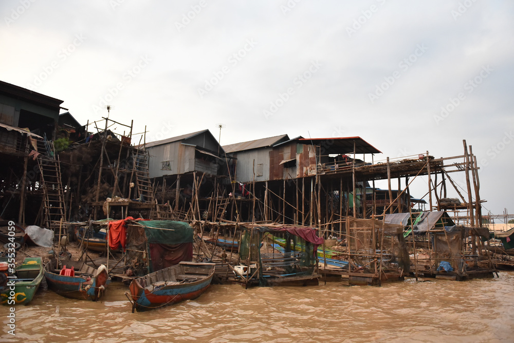 Siem Reap, Cambodia - 17 01 2019 - Tonle Sap lake, the floating village