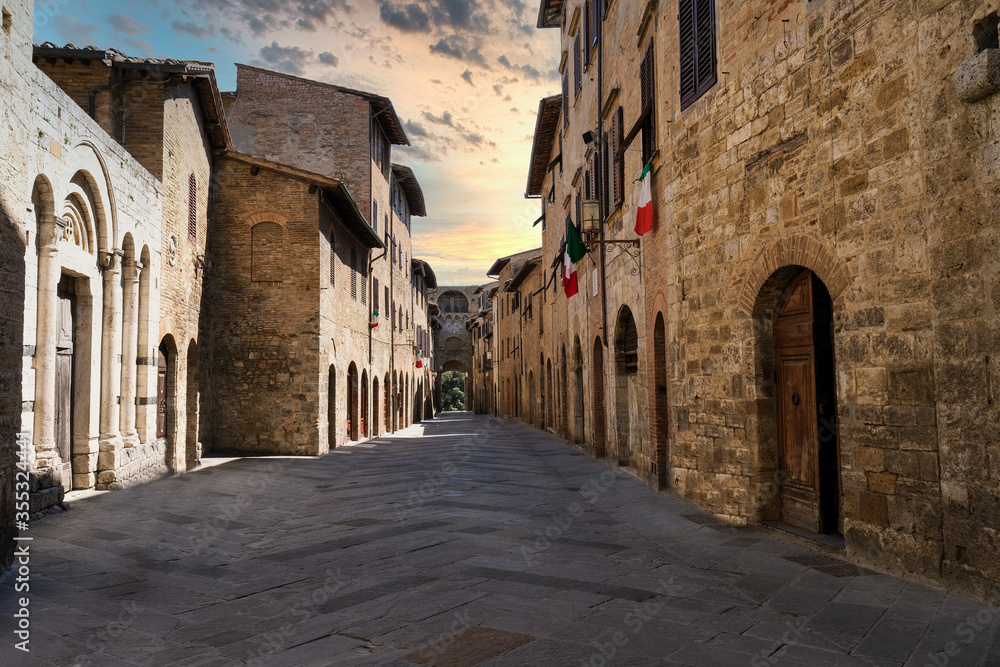 historic center of the medieval town of San Gimignano Tuscany Italy