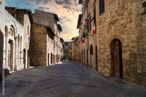 historic center of the medieval town of San Gimignano Tuscany Italy