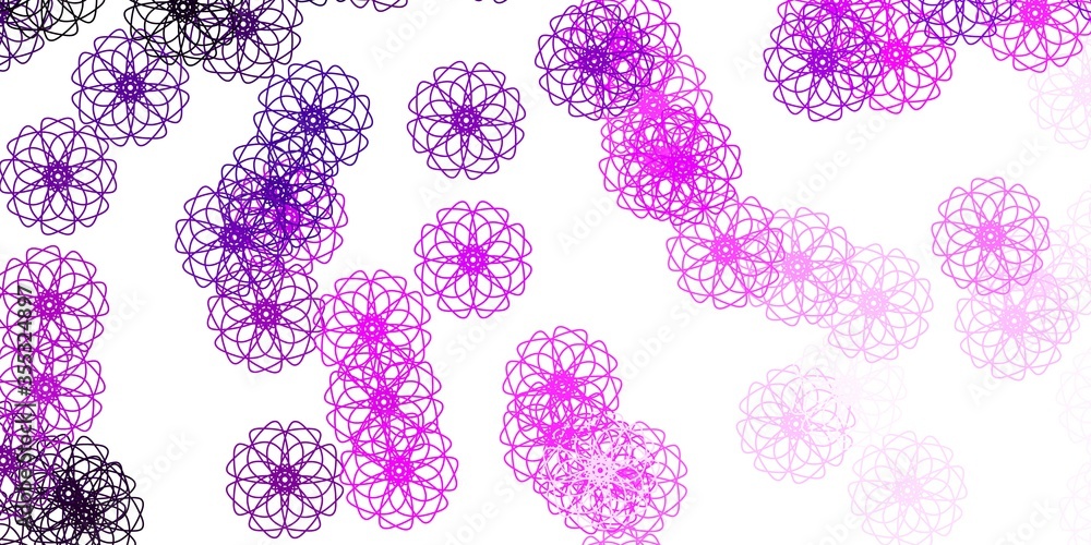 Light Pink vector doodle texture with flowers.
