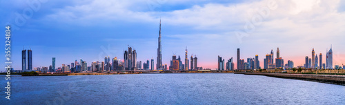 Skyline panorama of Dubai at sunset © Pawel Pajor
