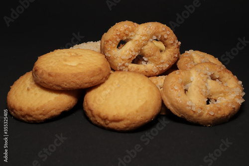 Butter Cookies, Butter Cookies on Black Background