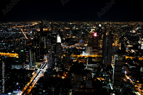 Bangkok, Thailand, view from the observation deck King Power Mahana Khon, contrasting night city from above © Ольга Щербакова