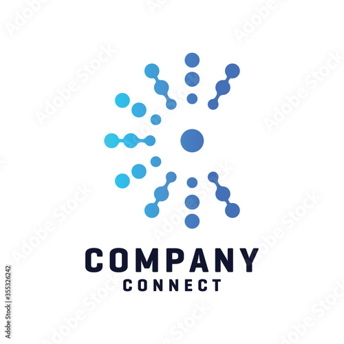 Initial Letter C line logo Connected circle symbol