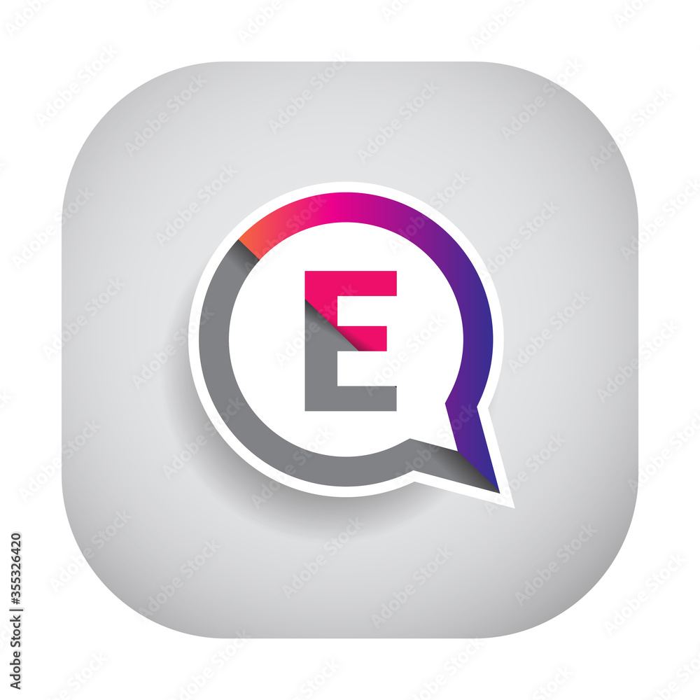 logo E letter colorful on circle chat icon. Vector design for your logo application for company identity. logo E letter colorful on circle chat icon. Vector design for your logo application for company identity.