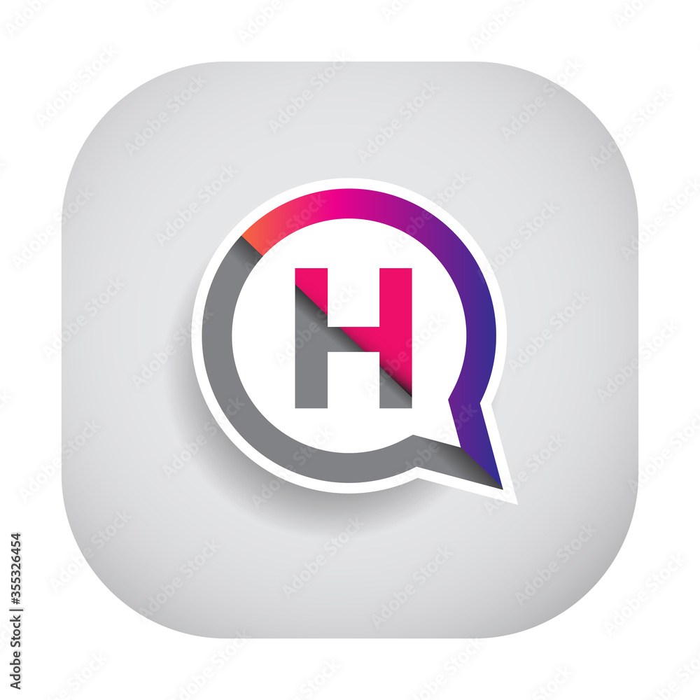 logo H letter colorful on circle chat icon. Vector design for your logo application for company identity. logo H letter colorful on circle chat icon. Vector design for your logo application for company identity.