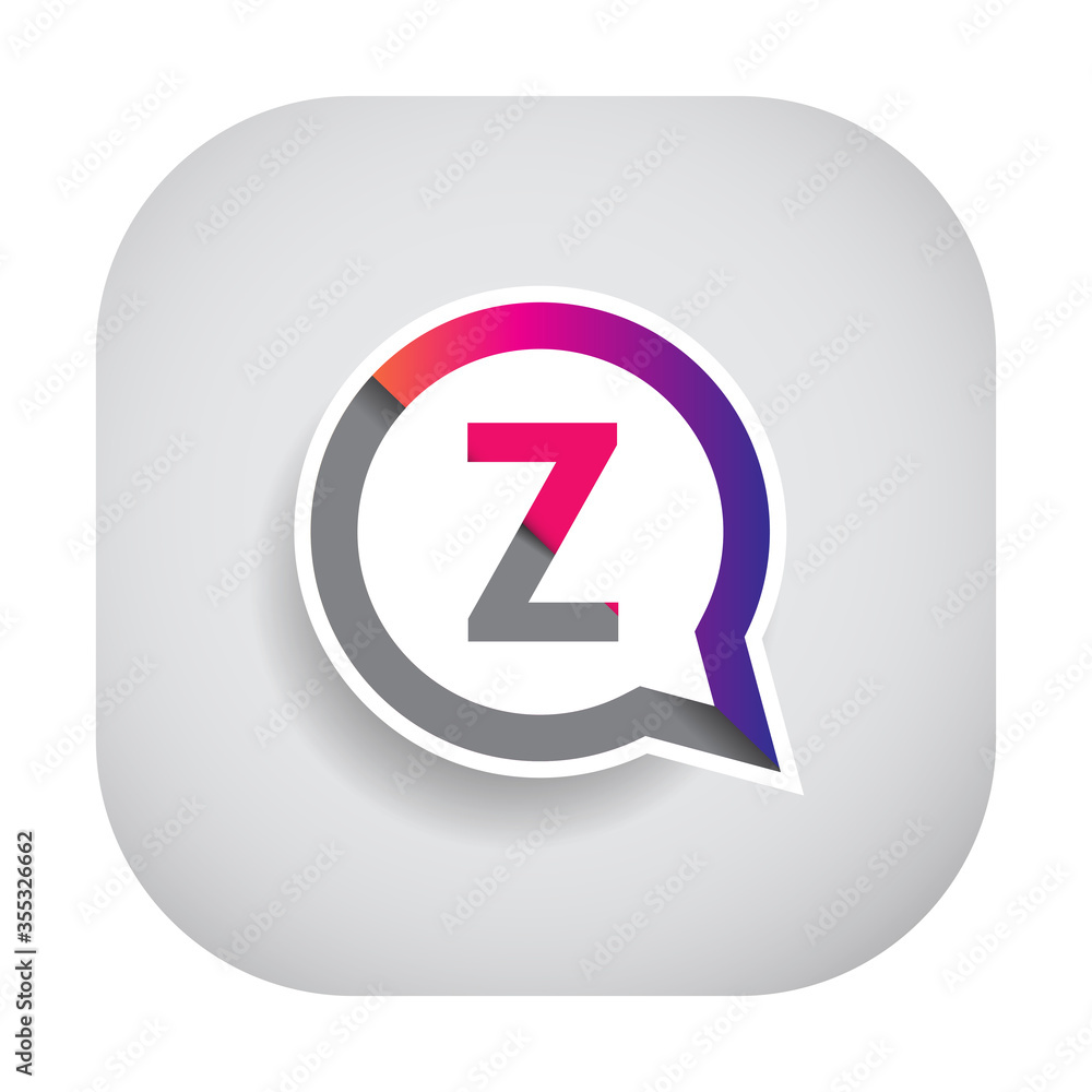 logo Z letter colorful on circle chat icon. Vector design for your logo application for company identity. logo Z letter colorful on circle chat icon. Vector design for your logo application for company identity.
