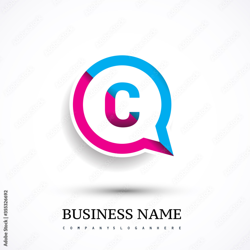 logo C letter colorful on circle chat icon. Vector design for your logo application for company identity. logo C letter colorful on circle chat icon. Vector design for your logo application for company identity.