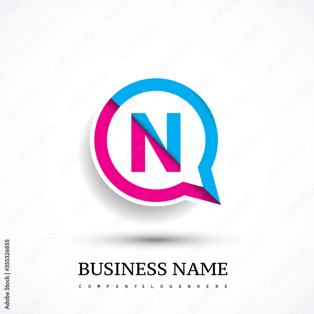 logo N letter colorful on circle chat icon. Vector design for your logo application for company identity. logo N letter colorful on circle chat icon. Vector design for your logo application for company identity.