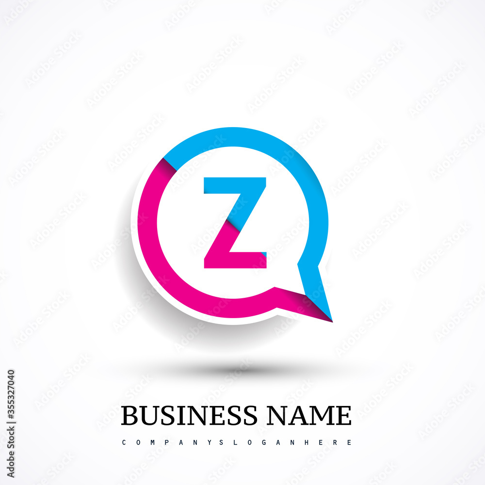 logo Z letter colorful on circle chat icon. Vector design for your logo application for company identity. logo Z letter colorful on circle chat icon. Vector design for your logo application for company identity.