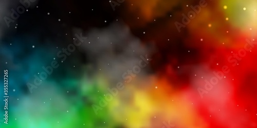 Dark Multicolor vector pattern with abstract stars. Shining colorful illustration with small and big stars. Theme for cell phones.