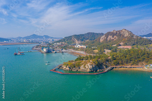 Aerial view of Gatbawi rock in Mokpo, Republic of Korea photo