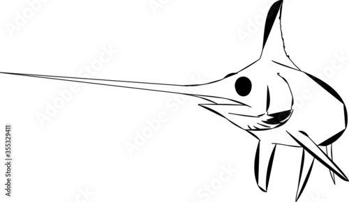 Black outlined swordfish