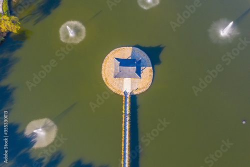 Aerial view of Gungnamji pond in Buyeo, Republic of Korea photo