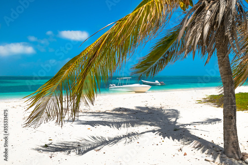 A beautiful day on the paradise beach in Dos Mosquises Island - Caribbean - Archipelago of Los Roques - Venezuela