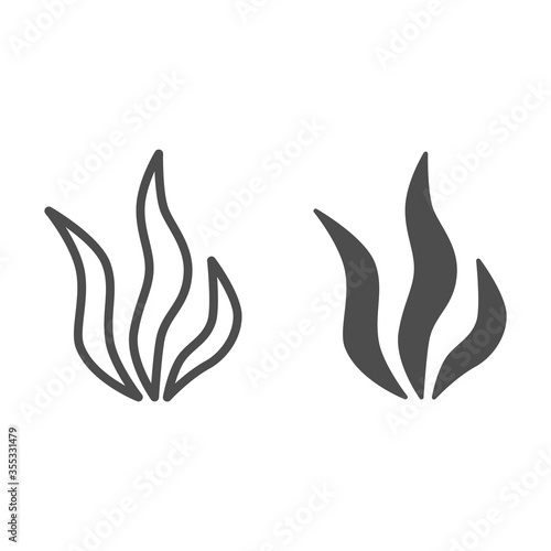 Seaweed line and solid icon, ocean concept, algae sign on white background, Underwater sea plants icon in outline style for mobile concept and web design. Vector graphics.