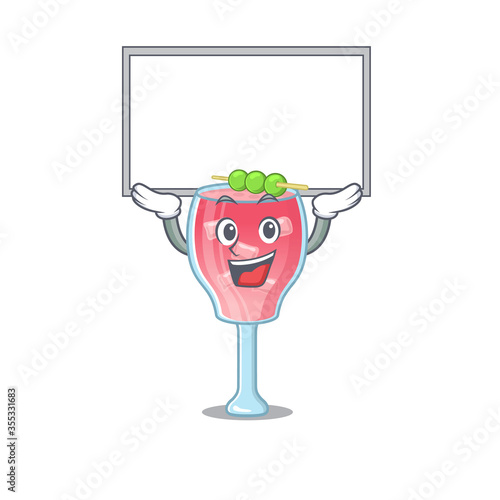 Caricature character of cosmopolitan cocktail succeed lift up a board