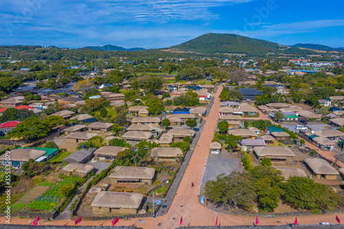 Aerial view of Seongeup folk village at Jeju island , Republic of Korea photo