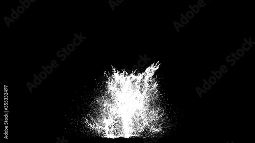 Water splashes on the roadside on a rainy day, water splashes from a car driving on a road with rain, alpha