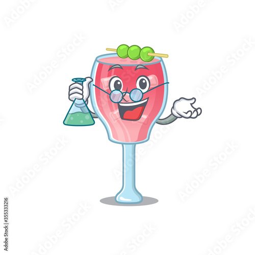 caricature character of cosmopolitan cocktail smart Professor working on a lab