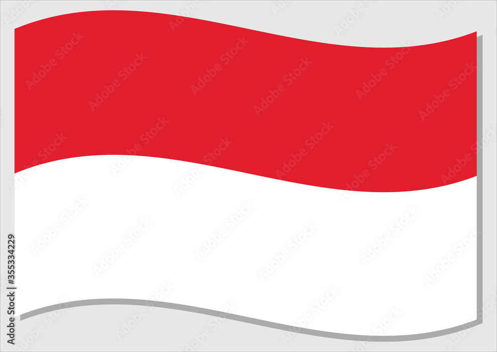 Waving flag of Monaco vector graphic. Waving Monegasque flag illustration. Monaco country flag wavin in the wind is a symbol of freedom and independence. Waving flag of Monaco vector graphic. Waving Monegasque flag illustration. Monaco country flag wavin in the wind is a symbol of freedom and independence.
