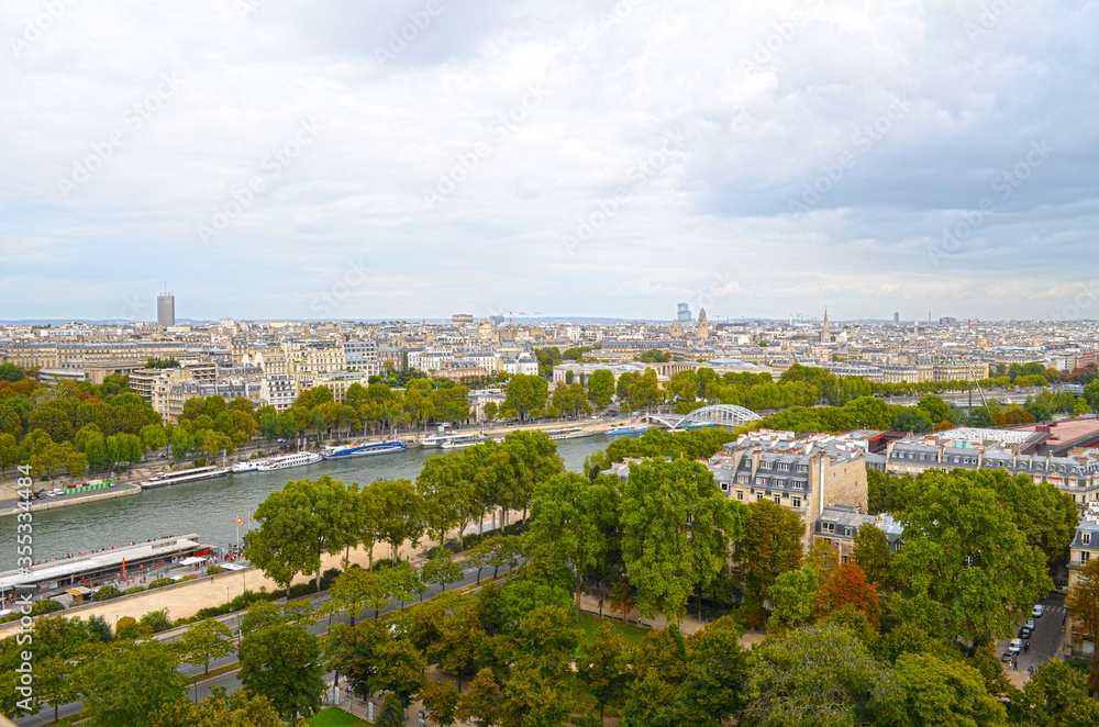 Panoramic view of Paris, the beautiful city of love and romance, capital of France