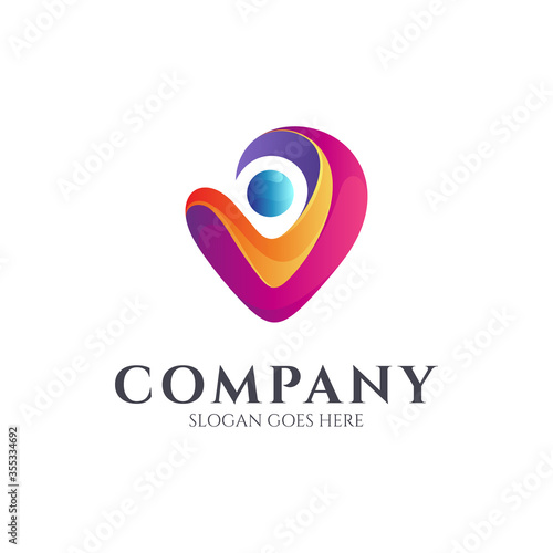 Human love care logo gradient vibrant colors suitable for healthy life, childcare, charity kid, adoption, etc