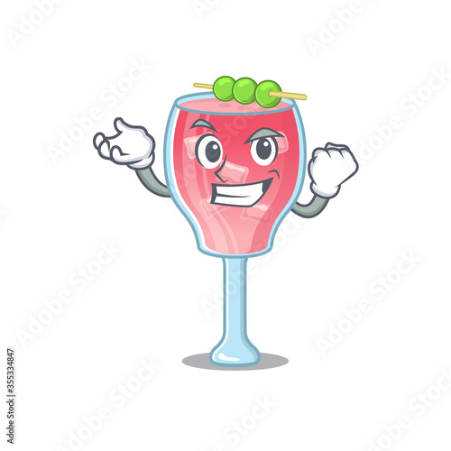 A funny cartoon design concept of cosmopolitan cocktail with happy face