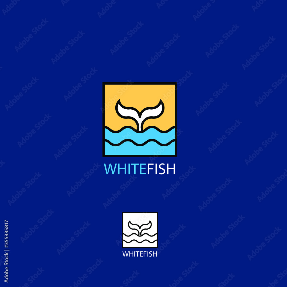 Simple fish tail with water in the box frame Simple fish tail with water in the box frame