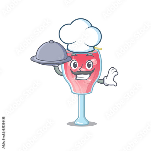 mascot design of cosmopolitan cocktail chef serving food on tray