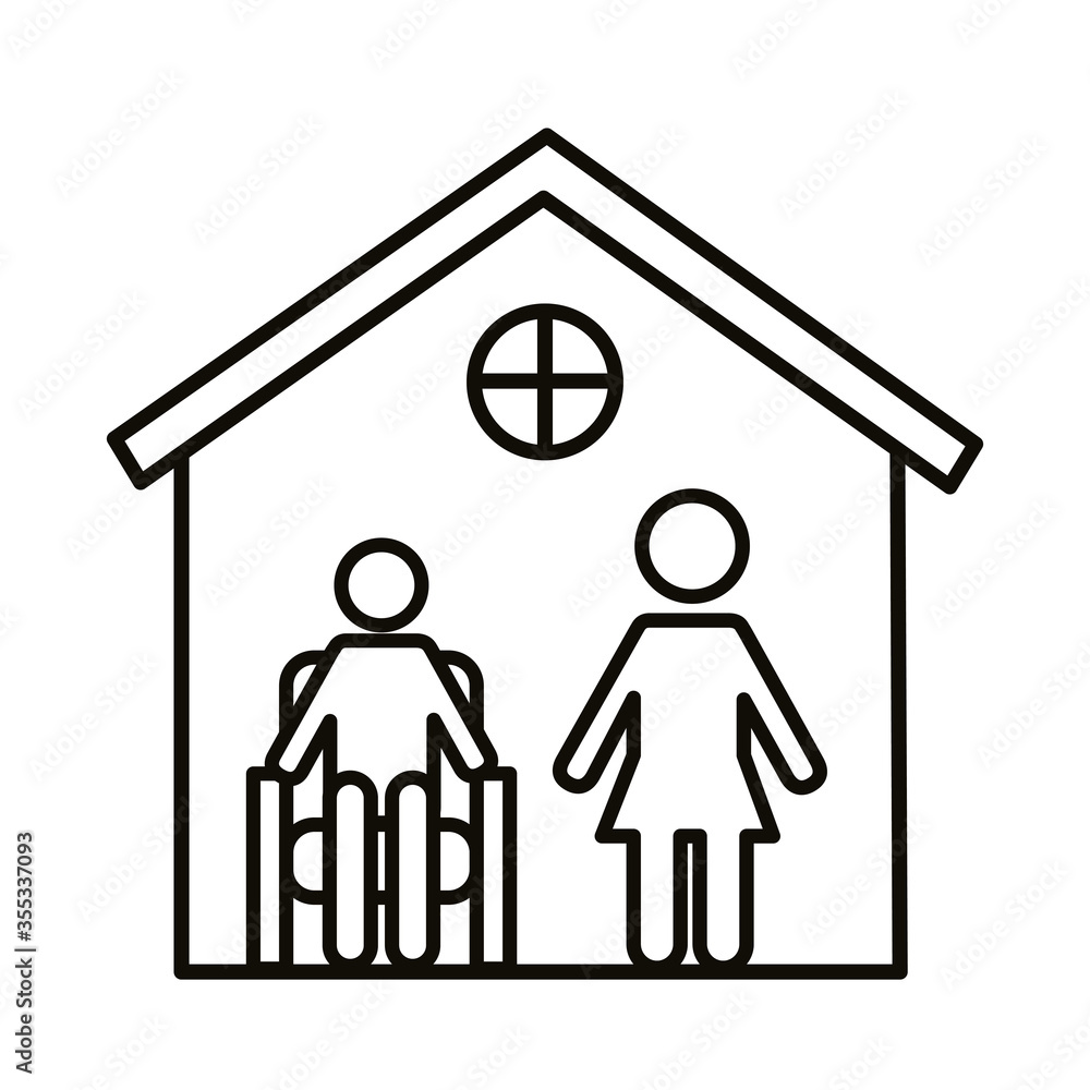 couple stay at home line style icon couple stay at home line style icon