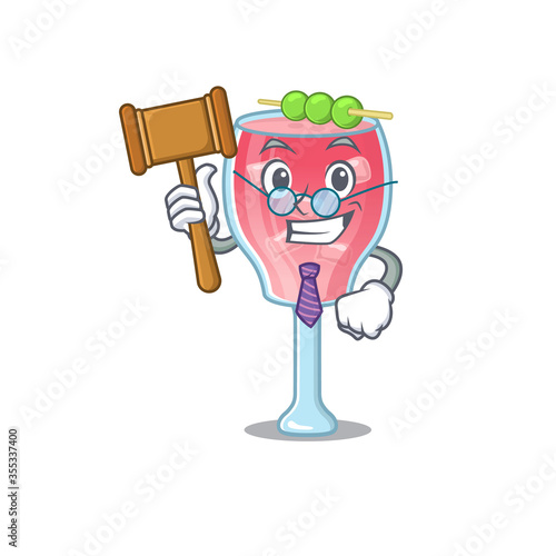 A wise judge of cosmopolitan cocktail mascot design wearing glasses