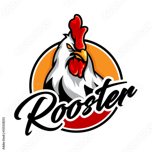 Angry rooster mascot logo design