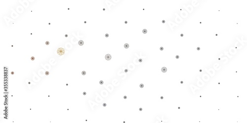 Light Yellow vector doodle template with flowers.