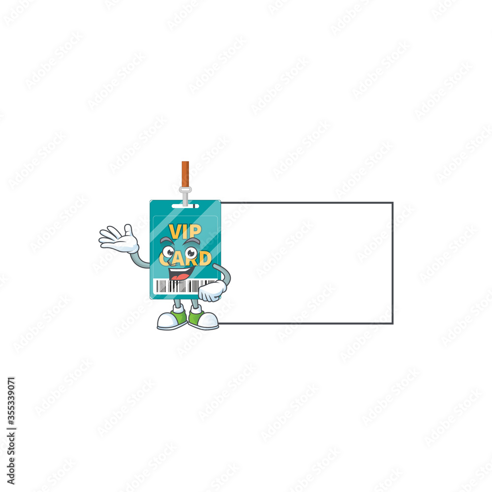 A caricature drawing of VIP pass card with board A caricature drawing of VIP pass card with board