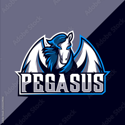 Pegasus mascot esport logo design