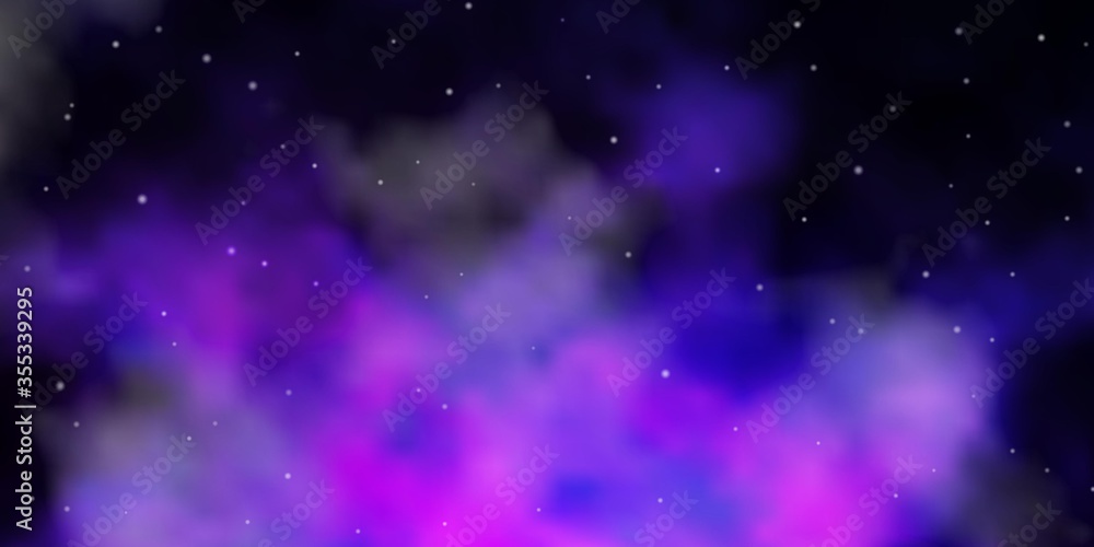 Light Purple vector background with small and big stars. Shining colorful illustration with small and big stars. Pattern for new year ad, booklets.