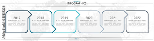 Infographic business horizontal timeline process chart template. Vector modern banner used for presentation and workflow layout diagram, web design. Abstract elements of graph options.