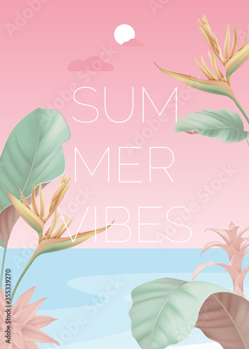 Summer botanical typographi...